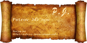 Petrov János névjegykártya
