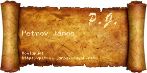 Petrov János névjegykártya